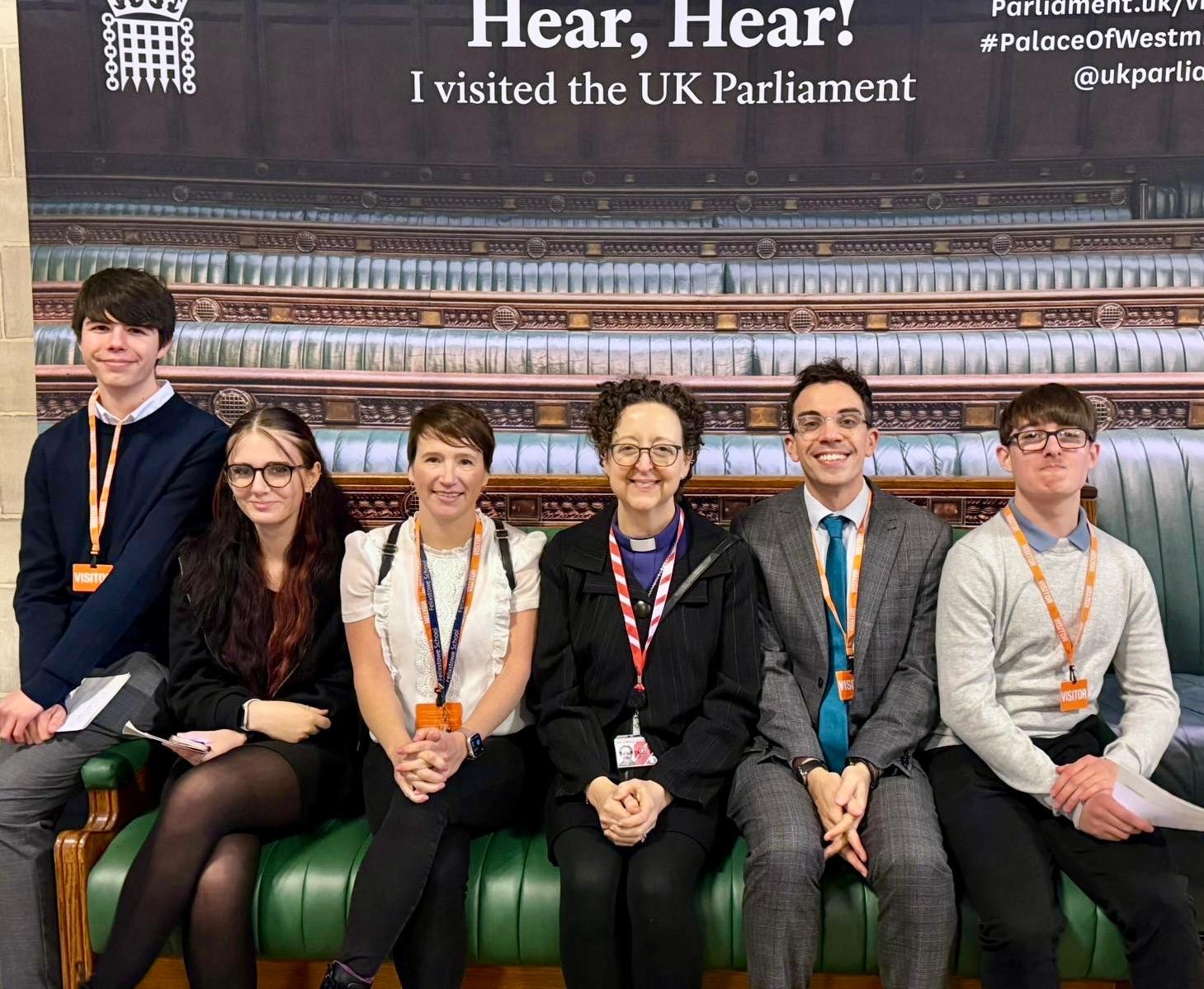 Bishop Joanne sat with A Level students in the House of Parliament