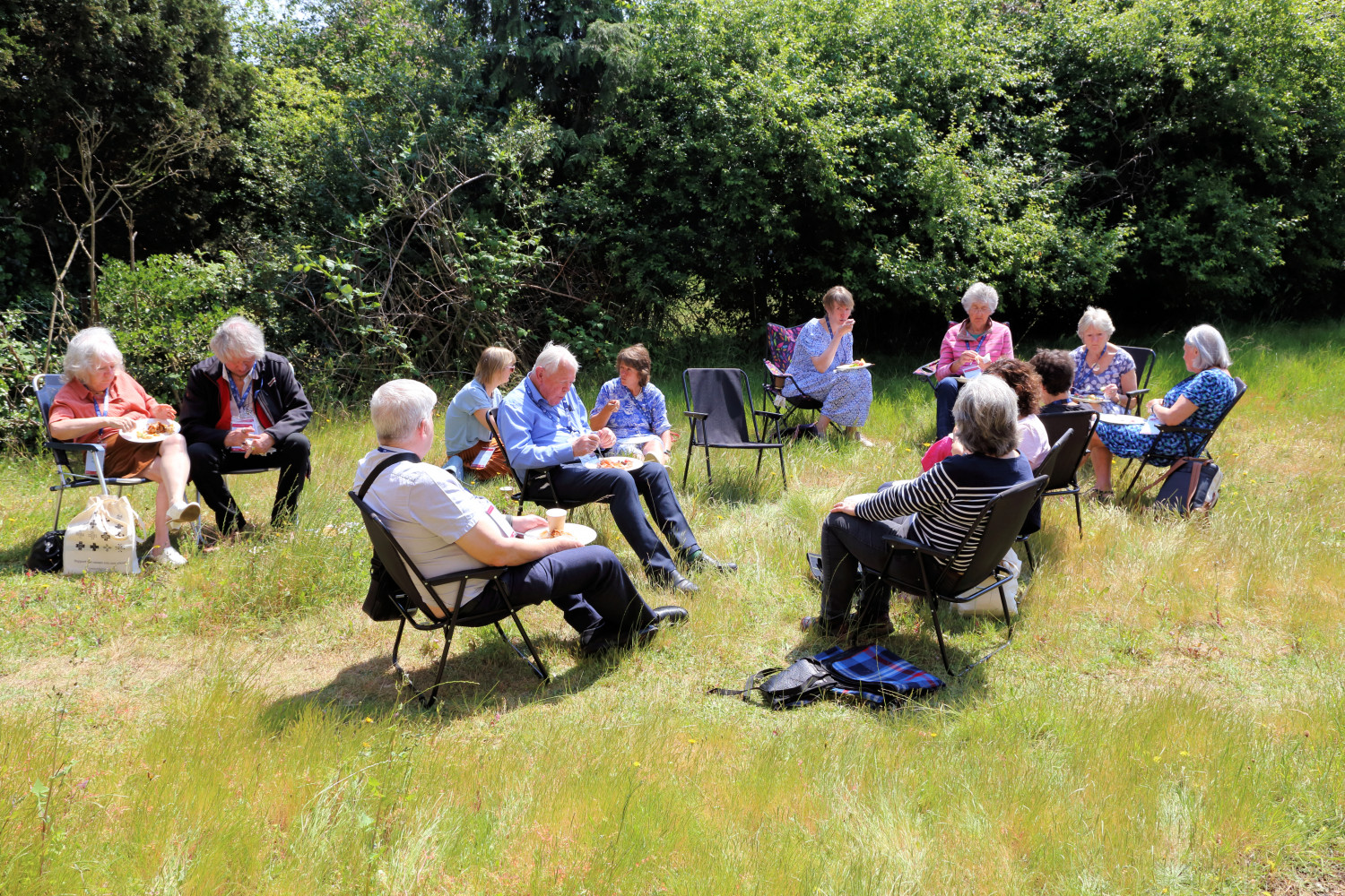 Seminar taking place in a garden